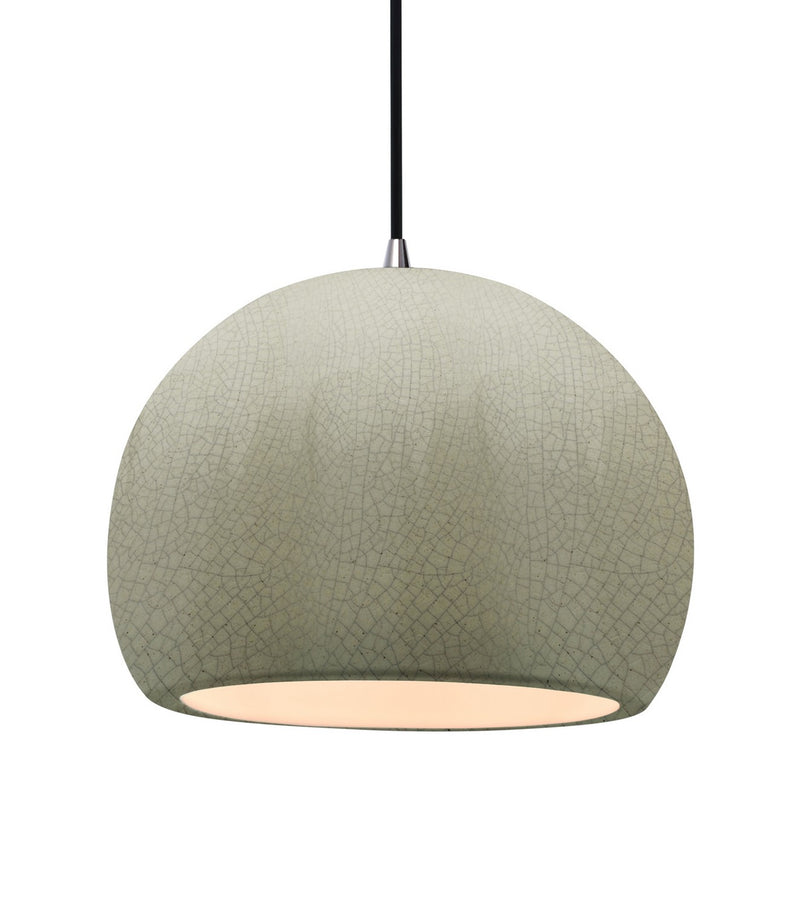 Justice Designs CER-6535-CKC-NCKL-BKCD One Light Pendant, Celadon Green Crackle