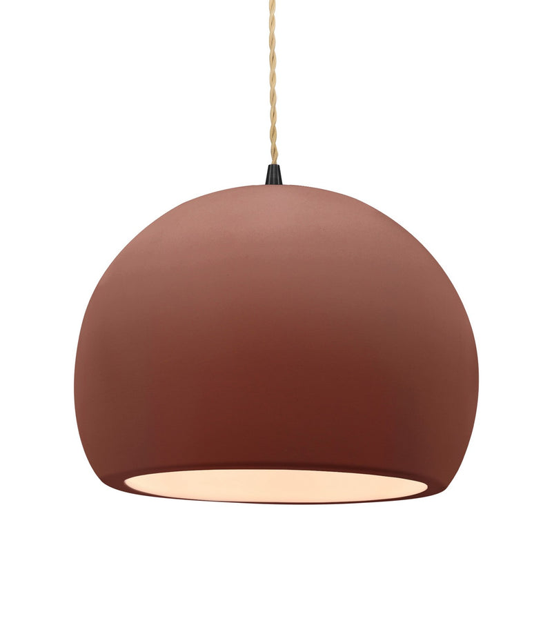 Justice Designs CER-6535-CLAY-MBLK-BEIG-TWST One Light Pendant, Canyon Clay