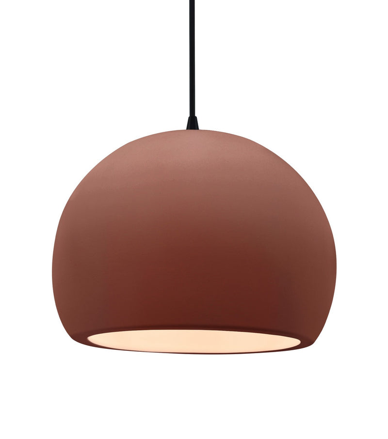 Justice Designs CER-6535-CLAY-MBLK-BKCD One Light Pendant, Canyon Clay