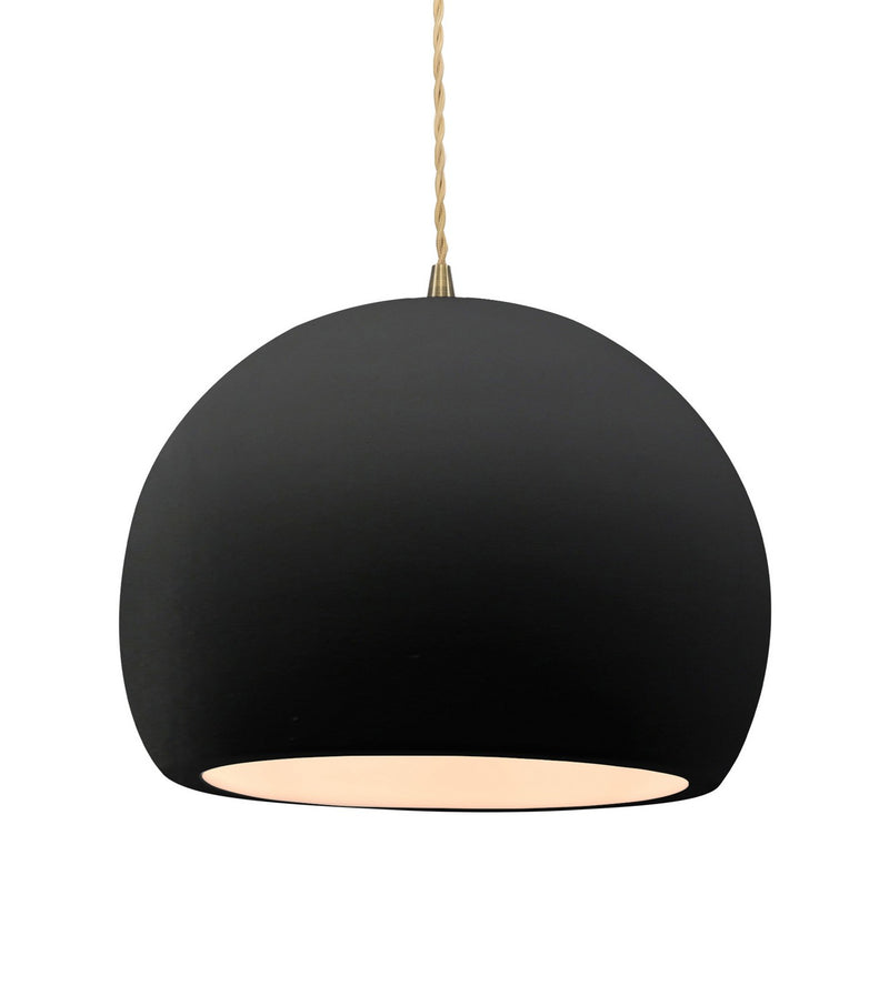 Justice Designs CER-6535-CRB-ABRS-BEIG-TWST One Light Pendant, Carbon - Matte Black