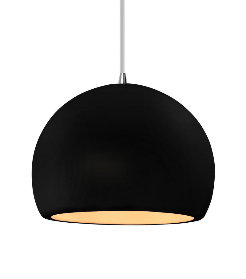 Justice Designs CER-6535-CRB-NCKL-WTCD One Light Pendant, Carbon - Matte Black