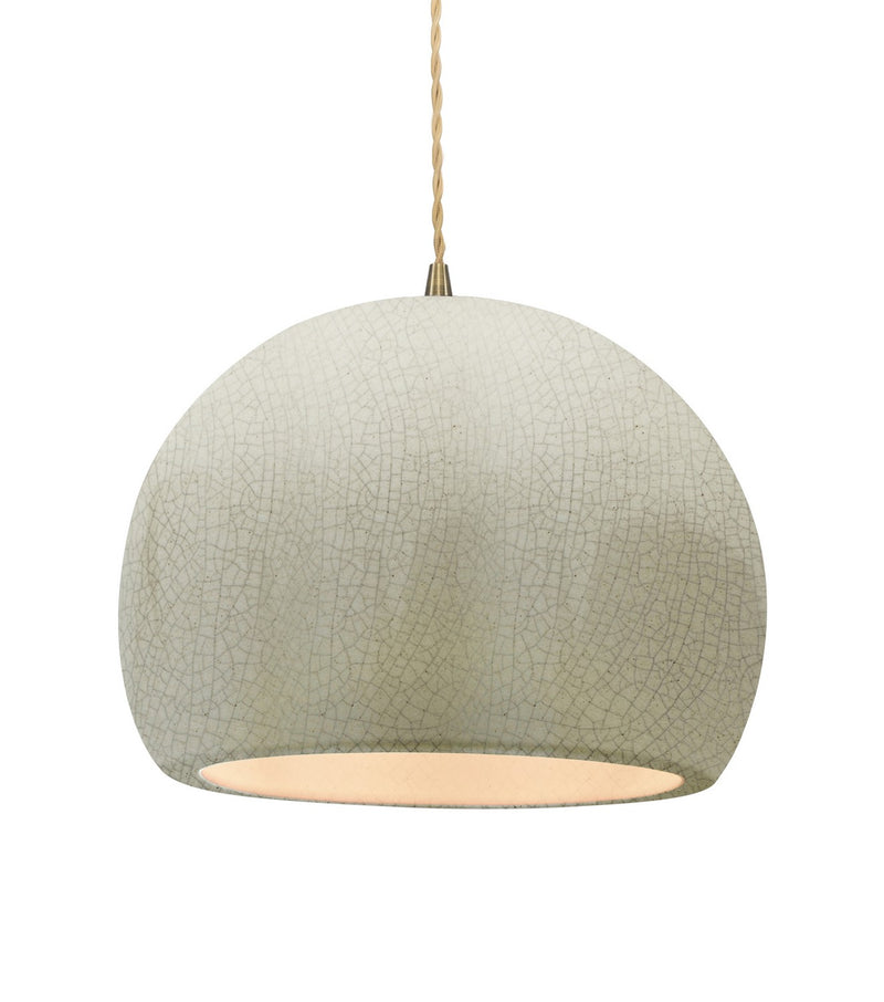Justice Designs CER-6535-CRK-ABRS-BEIG-TWST One Light Pendant, White Crackle