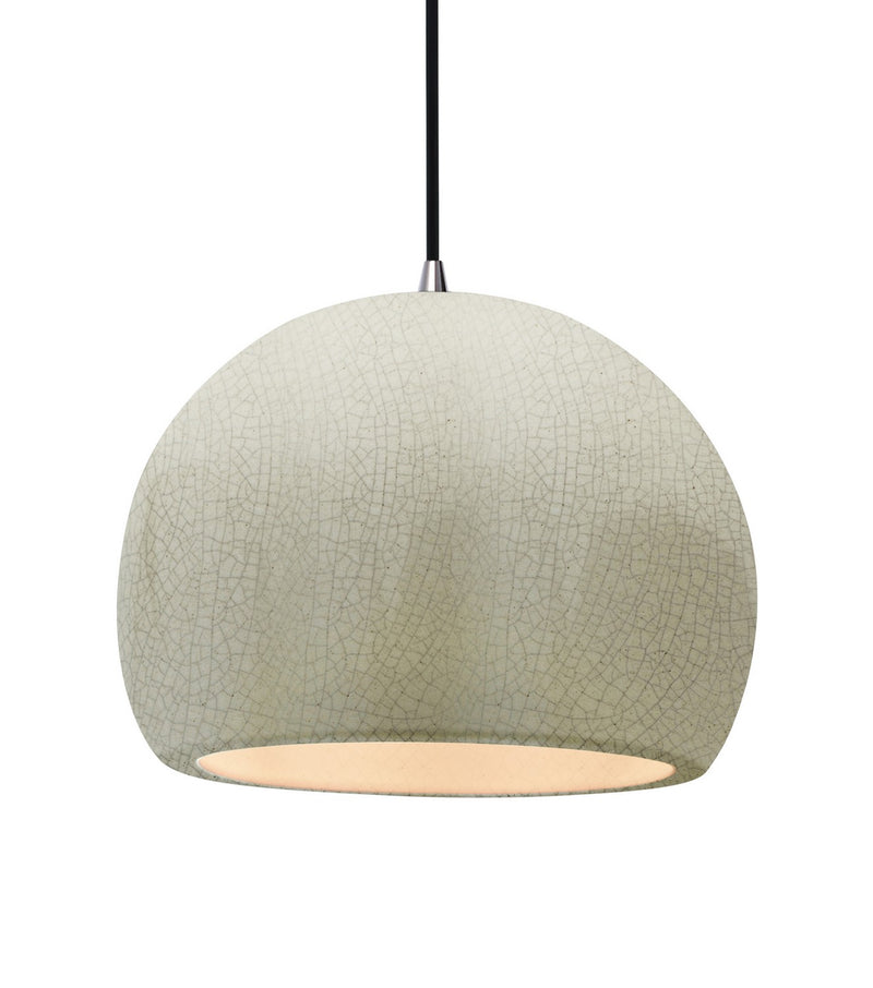 Justice Designs CER-6535-CRK-NCKL-BKCD One Light Pendant, White Crackle