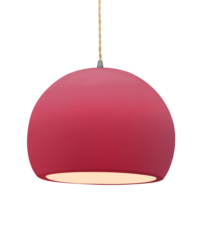 Justice Designs CER-6535-CRSE-NCKL-BEIG-TWST One Light Pendant, Cerise