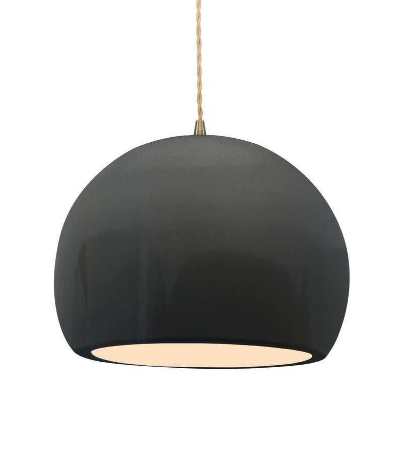 Justice Designs CER-6535-GRY-ABRS-BEIG-TWST One Light Pendant, Gloss Grey