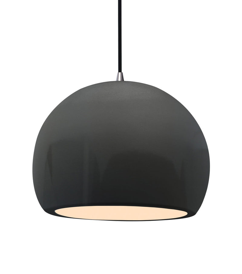 Justice Designs CER-6535-GRY-NCKL-BKCD One Light Pendant, Gloss Grey
