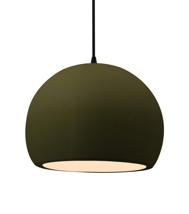 Justice Designs CER-6535-MGRN-MBLK-BKCD One Light Pendant, Matte Green