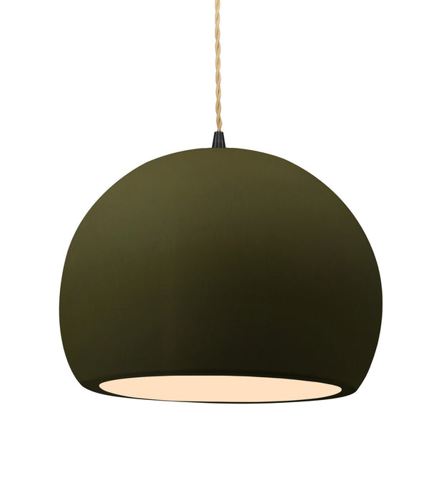 Justice Designs CER-6535-MGRN-NCKL-BEIG-TWST One Light Pendant, Matte Green