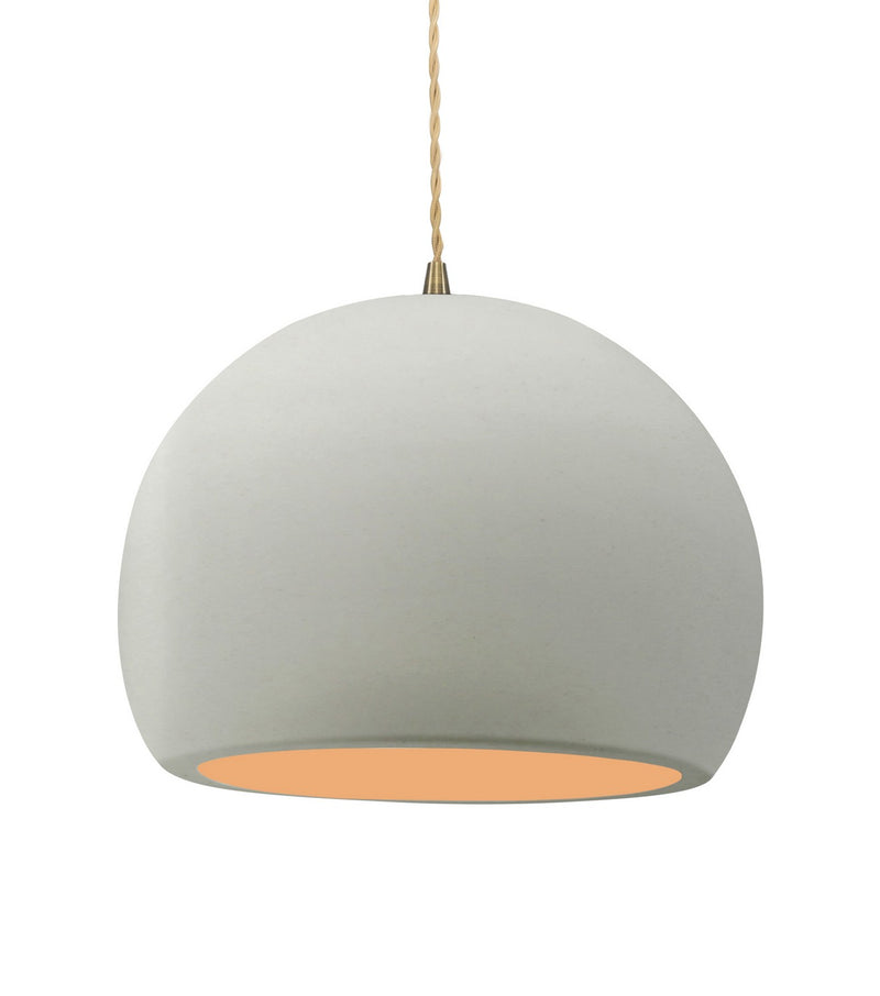 Justice Designs CER-6535-MTGD-ABRS-BEIG-TWST One Light Pendant, Matte White w/ Champagne Gold