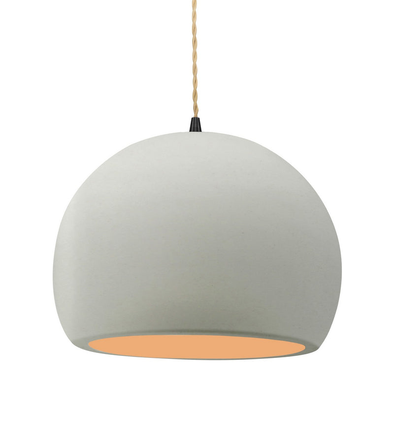 Justice Designs CER-6535-MTGD-MBLK-BEIG-TWST One Light Pendant, Matte White w/ Champagne Gold