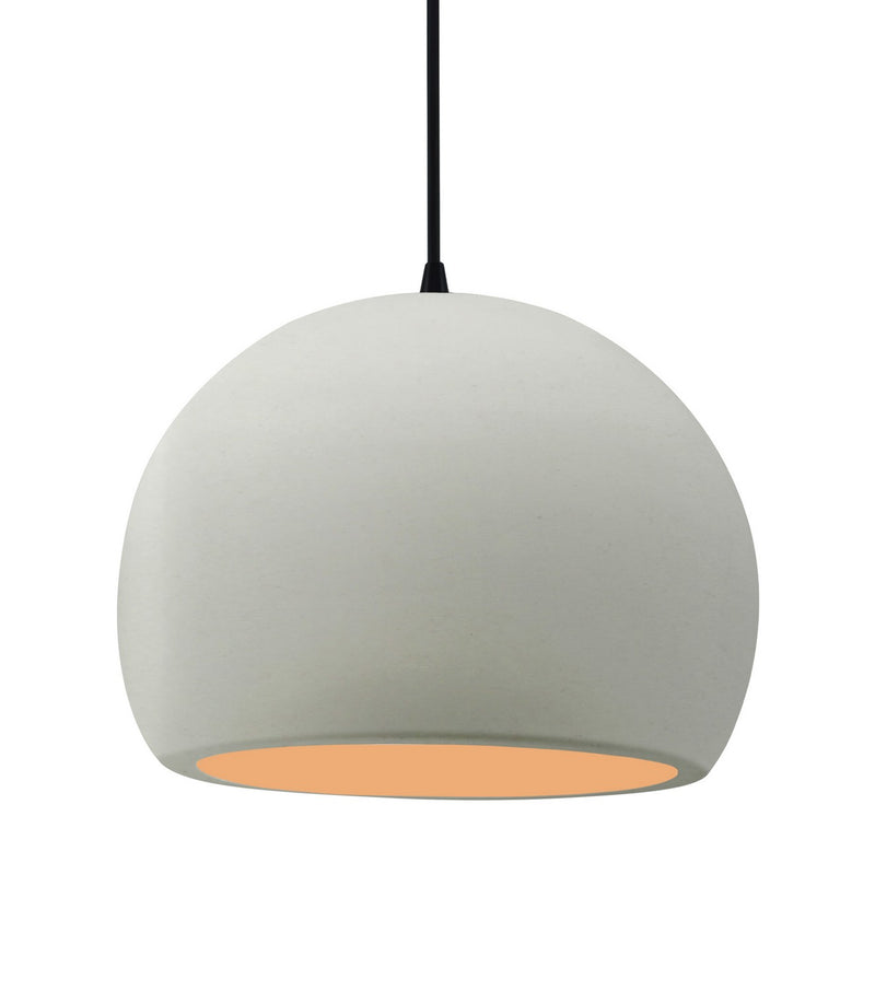 Justice Designs CER-6535-MTGD-MBLK-BKCD One Light Pendant, Matte White w/ Champagne Gold