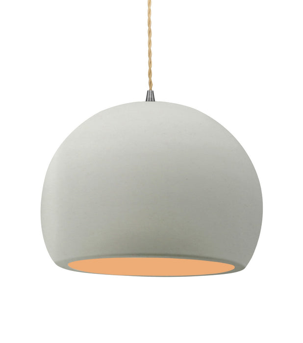 Justice Designs CER-6535-MTGD-NCKL-BEIG-TWST One Light Pendant, Matte White w/ Champagne Gold