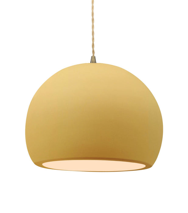 Justice Designs CER-6535-MYLW-ABRS-BEIG-TWST One Light Pendant, Muted Yellow