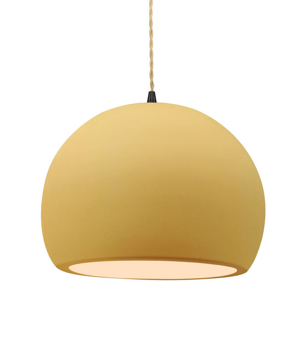 Justice Designs CER-6535-MYLW-MBLK-BEIG-TWST One Light Pendant, Muted Yellow