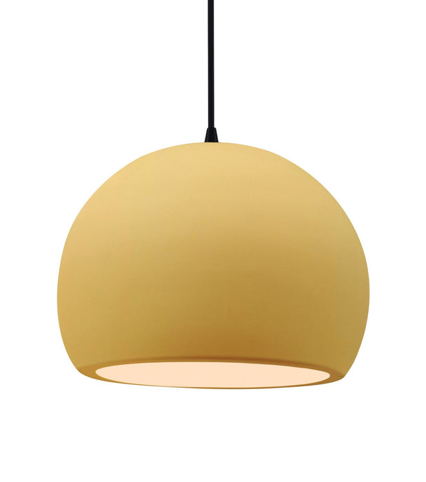 Justice Designs CER-6535-MYLW-MBLK-BKCD One Light Pendant, Muted Yellow