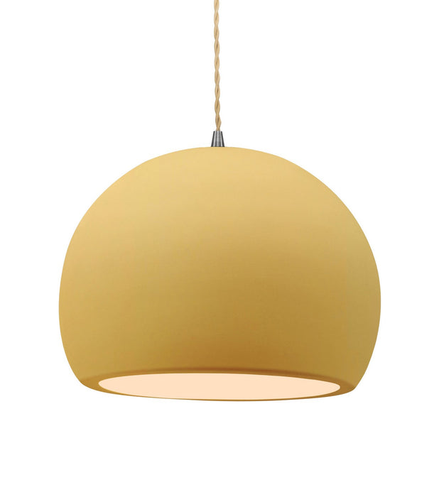 Justice Designs CER-6535-MYLW-NCKL-BEIG-TWST One Light Pendant, Muted Yellow