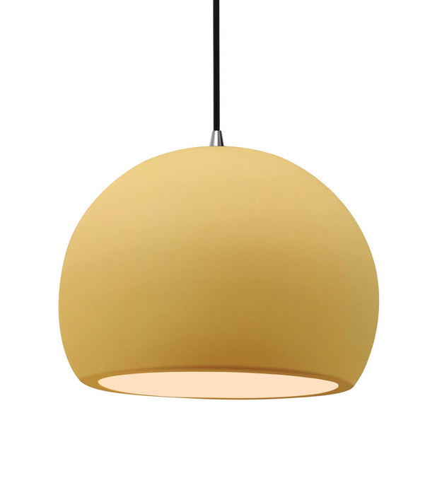 Justice Designs CER-6535-MYLW-NCKL-BKCD One Light Pendant, Muted Yellow