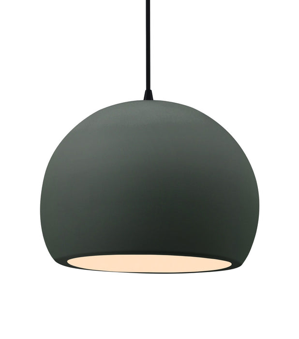 Justice Designs CER-6535-PWGN-MBLK-BKCD One Light Pendant, Pewter Green