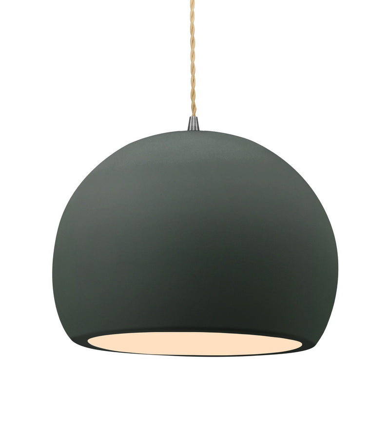Justice Designs CER-6535-PWGN-NCKL-BEIG-TWST One Light Pendant, Pewter Green
