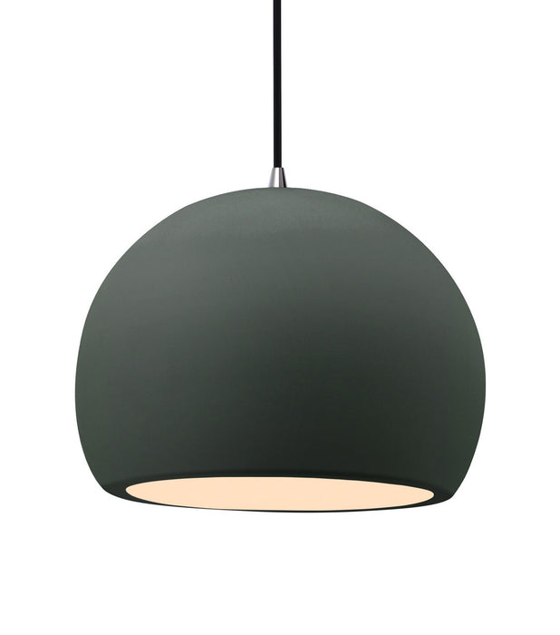 Justice Designs CER-6535-PWGN-NCKL-BKCD One Light Pendant, Pewter Green