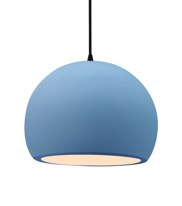 Justice Designs CER-6535-SKBL-MBLK-BKCD One Light Pendant, Sky Blue