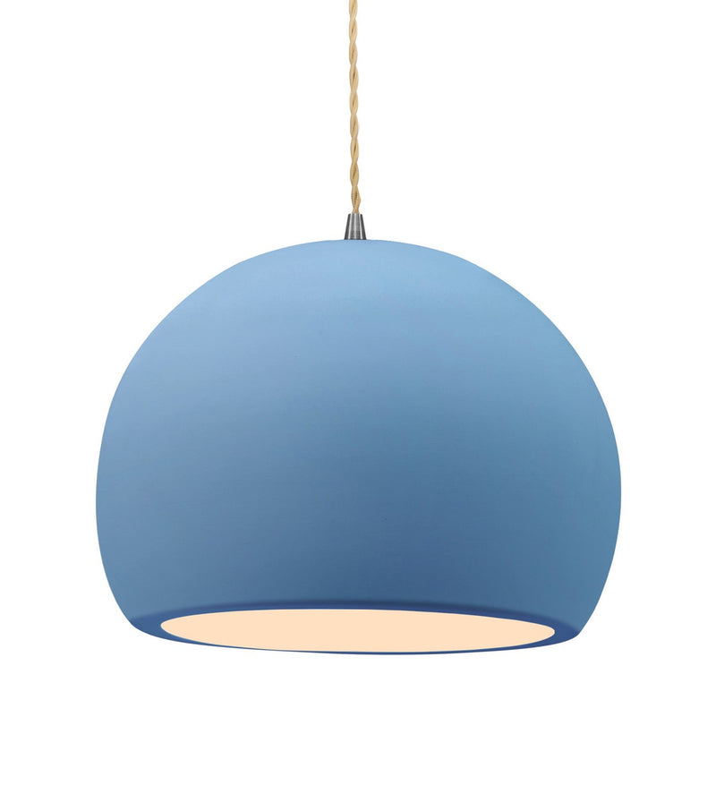 Justice Designs CER-6535-SKBL-NCKL-BEIG-TWST One Light Pendant, Sky Blue