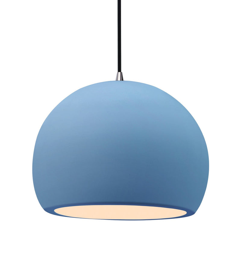 Justice Designs CER-6535-SKBL-NCKL-BKCD One Light Pendant, Sky Blue