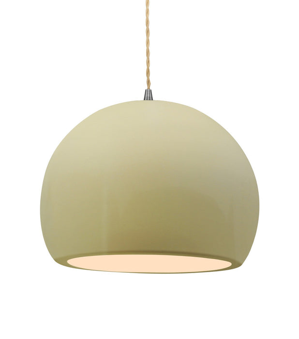 Justice Designs CER-6535-VAN-NCKL-BEIG-TWST One Light Pendant, Vanilla (Gloss)