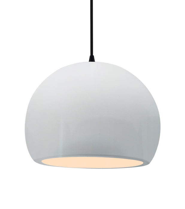 Justice Designs CER-6535-WHT-MBLK-BKCD One Light Pendant, Gloss White