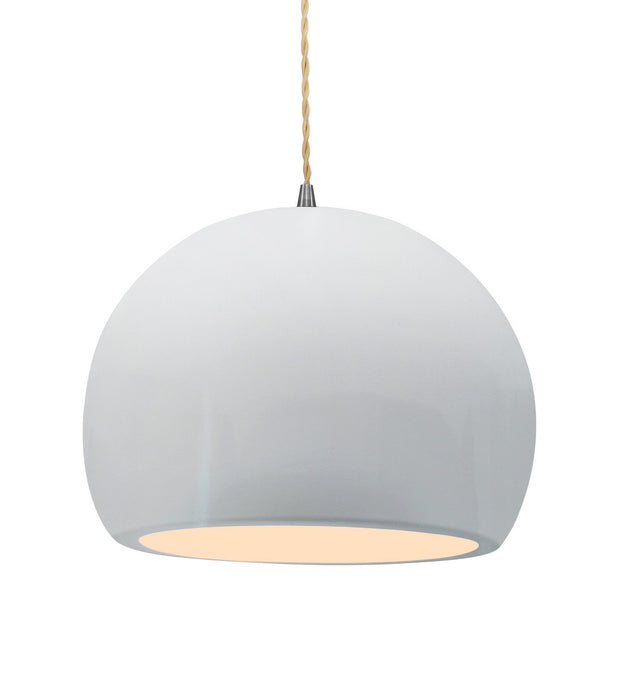 Justice Designs CER-6535-WTWT-NCKL-BEIG-TWST One Light Pendant, Gloss White (outside and inside of fixture)