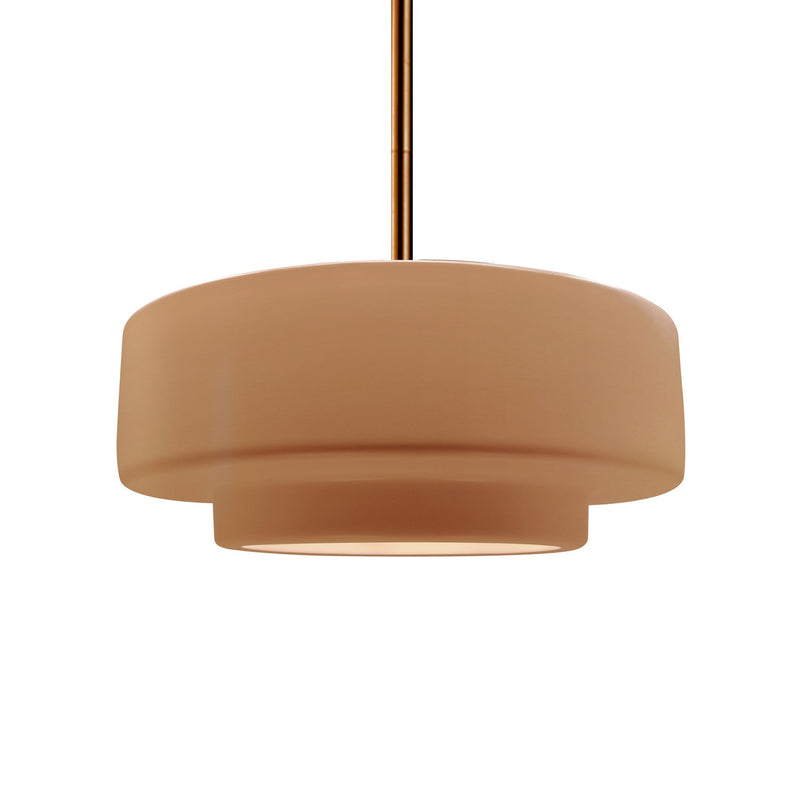 Justice Designs CER-6543-ADOB-BRSS-RIGID One Light Pendant, Adobe