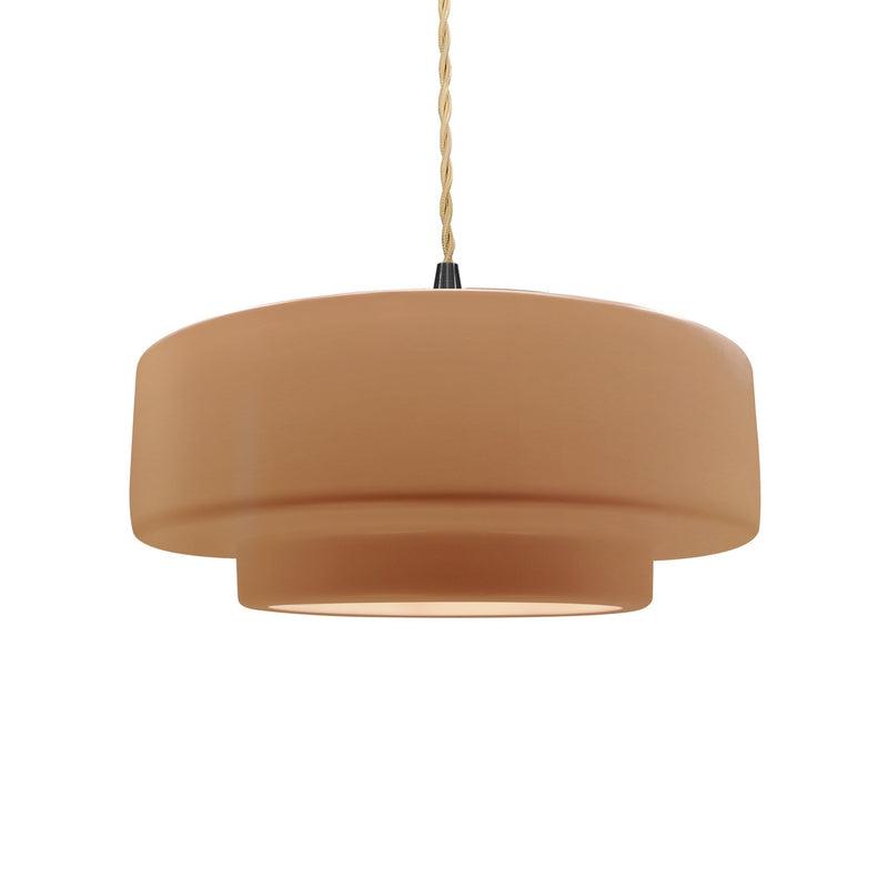 Justice Designs CER-6543-ADOB-MBLK-BEIG-TWST One Light Pendant, Adobe