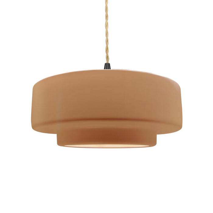 Justice Designs CER-6543-ADOB-MBLK-BEIG-TWST One Light Pendant, Adobe