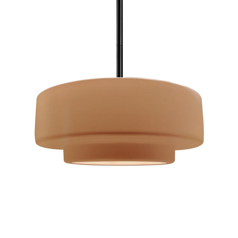 Justice Designs CER-6543-ADOB-MBLK-RIGID One Light Pendant, Adobe