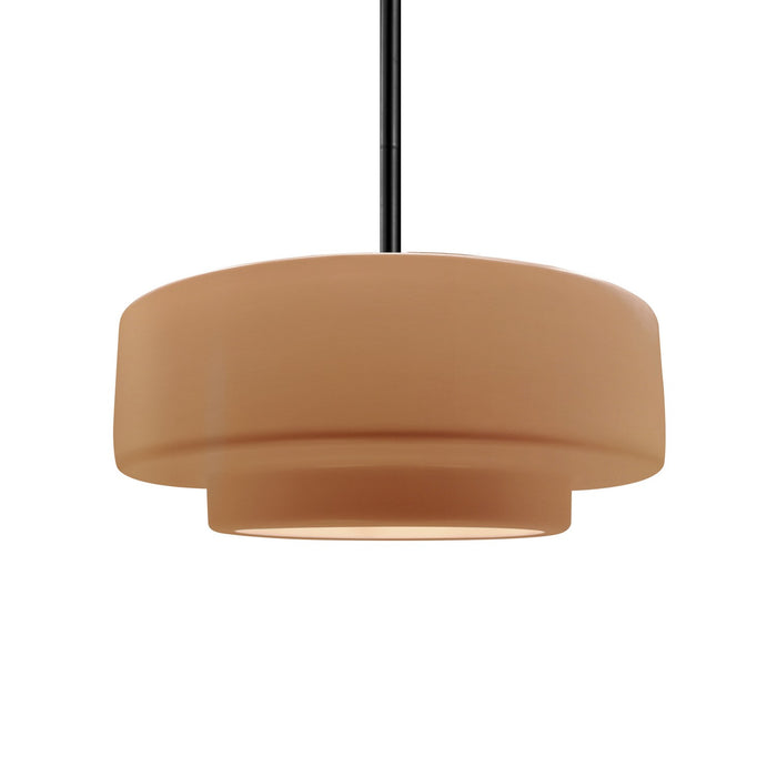 Justice Designs CER-6543-ADOB-MBLK-RIGID One Light Pendant, Adobe