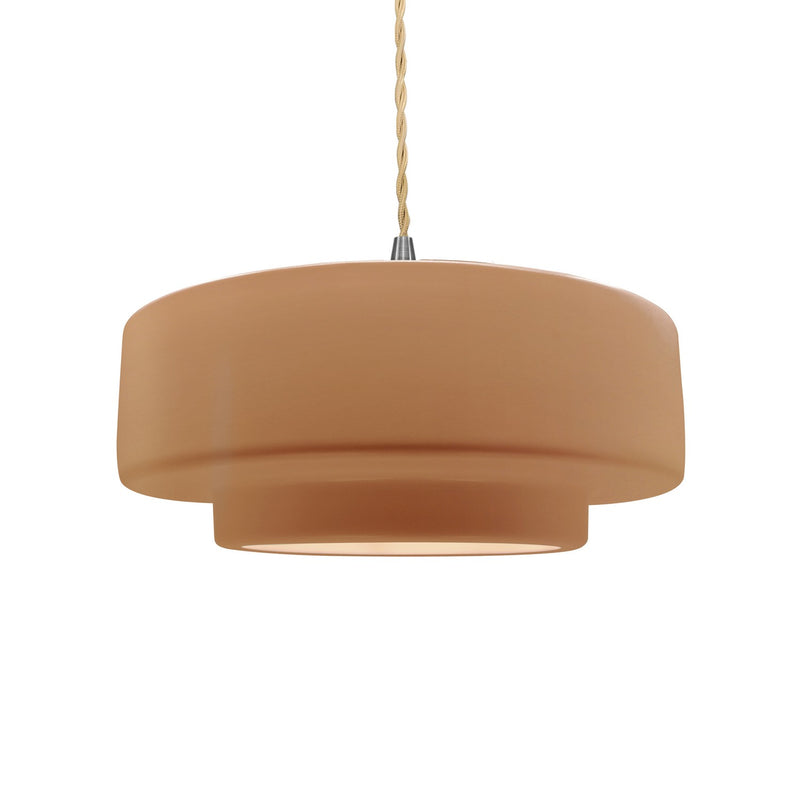 Justice Designs CER-6543-ADOB-NCKL-BEIG-TWST One Light Pendant, Adobe