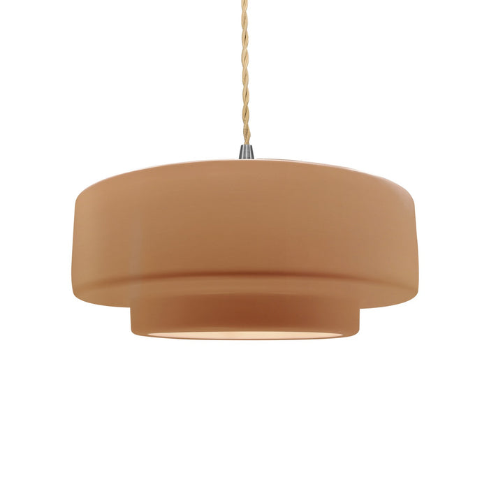 Justice Designs CER-6543-ADOB-NCKL-BEIG-TWST One Light Pendant, Adobe