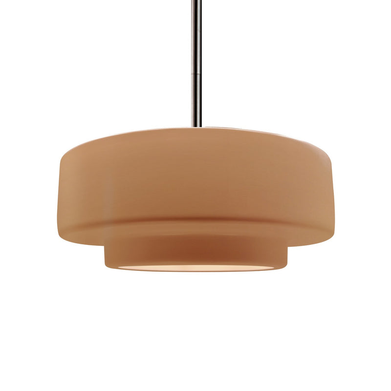Justice Designs CER-6543-ADOB-NCKL-RIGID One Light Pendant, Adobe