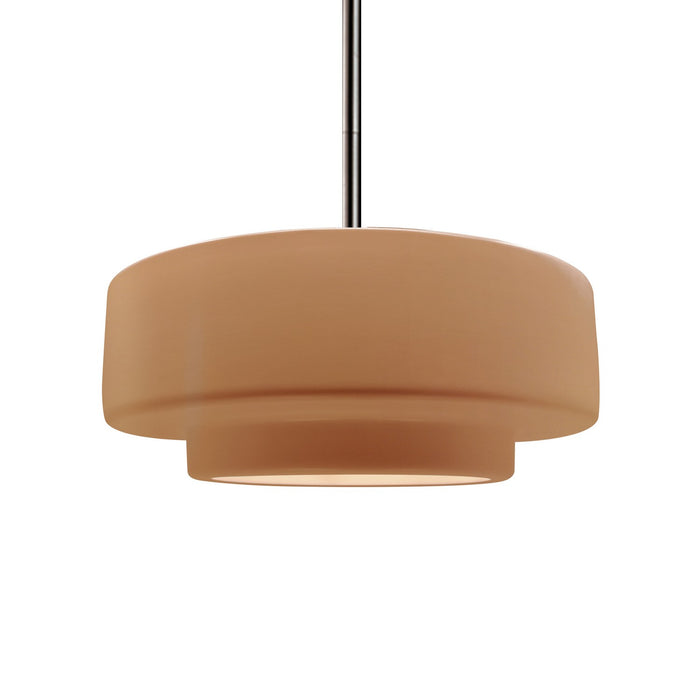 Justice Designs CER-6543-ADOB-NCKL-RIGID One Light Pendant, Adobe
