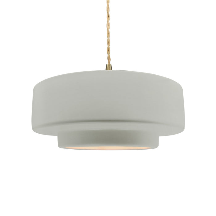 Justice Designs CER-6543-BIS-BRSS-BEIG-TWST One Light Pendant, Bisque