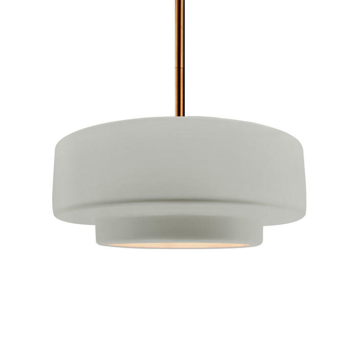 Justice Designs CER-6543-BIS-BRSS-RIGID One Light Pendant, Bisque