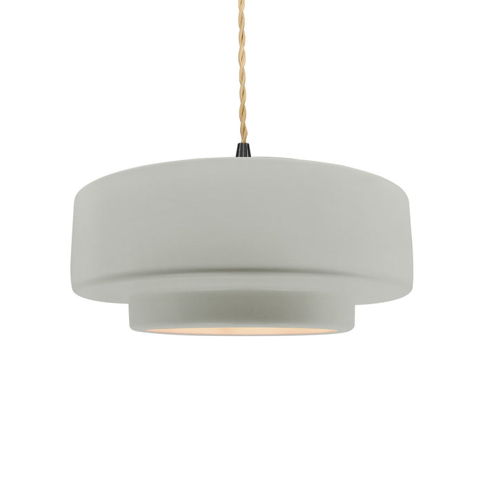Justice Designs CER-6543-BIS-MBLK-BEIG-TWST One Light Pendant, Bisque
