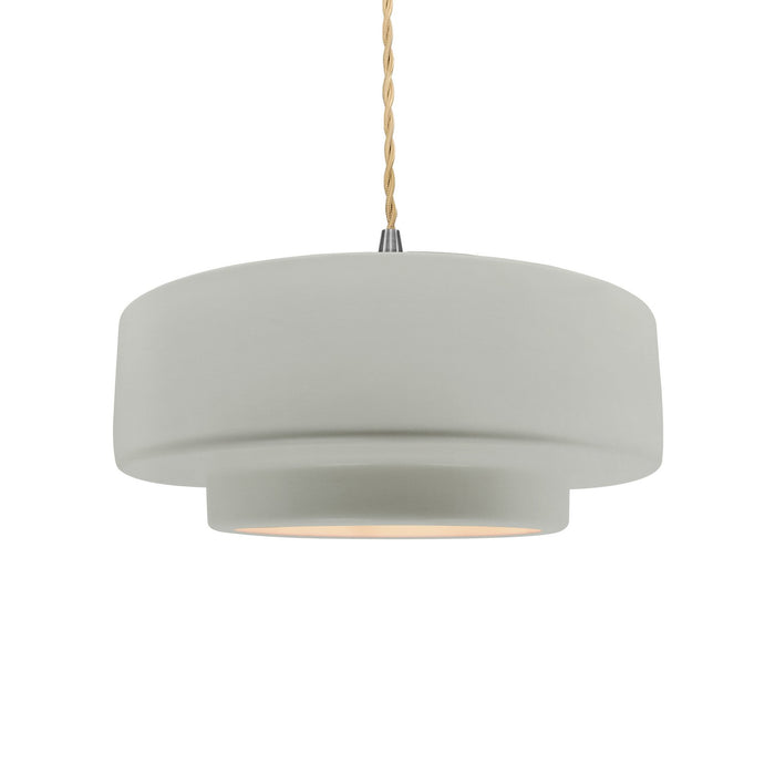 Justice Designs CER-6543-BIS-NCKL-BEIG-TWST One Light Pendant, Bisque