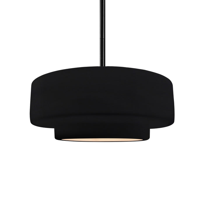 Justice Designs CER-6543-BKMT-MBLK-RIGID One Light Pendant, Gloss Black w/ Matte White