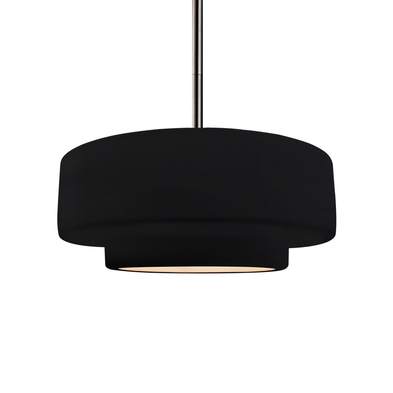 Justice Designs CER-6543-BLK-NCKL-RIGID One Light Pendant, Gloss Black