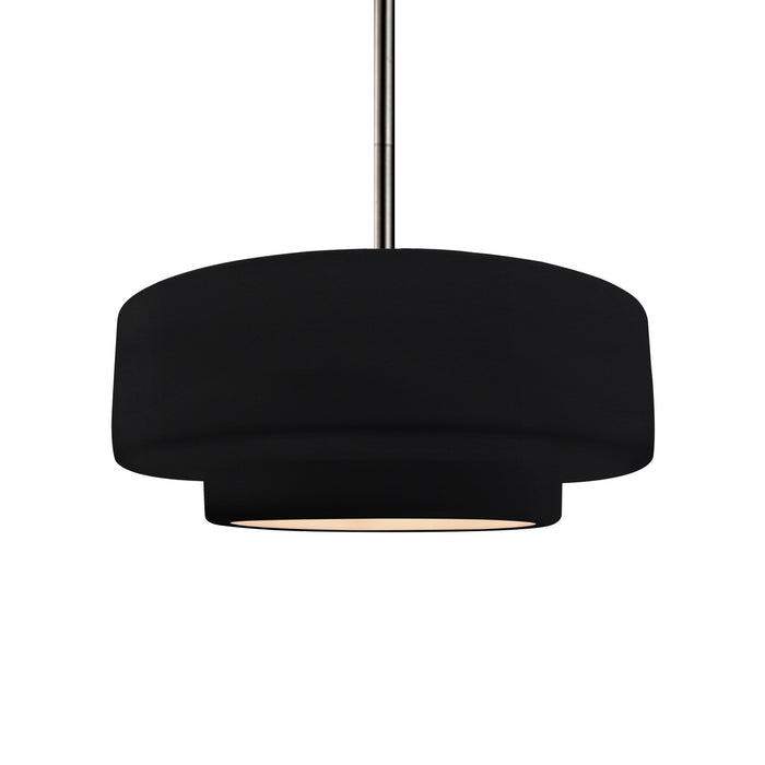 Justice Designs CER-6543-BLK-NCKL-RIGID One Light Pendant, Gloss Black