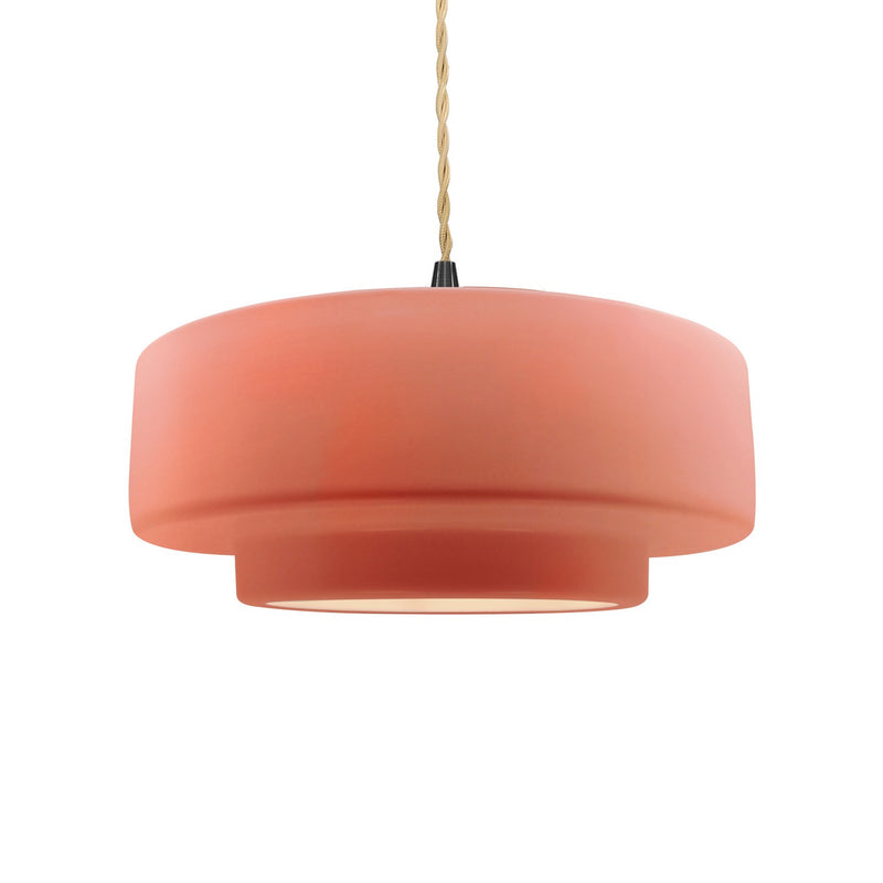 Justice Designs CER-6543-BSH-MBLK-BEIG-TWST One Light Pendant, Gloss Blush