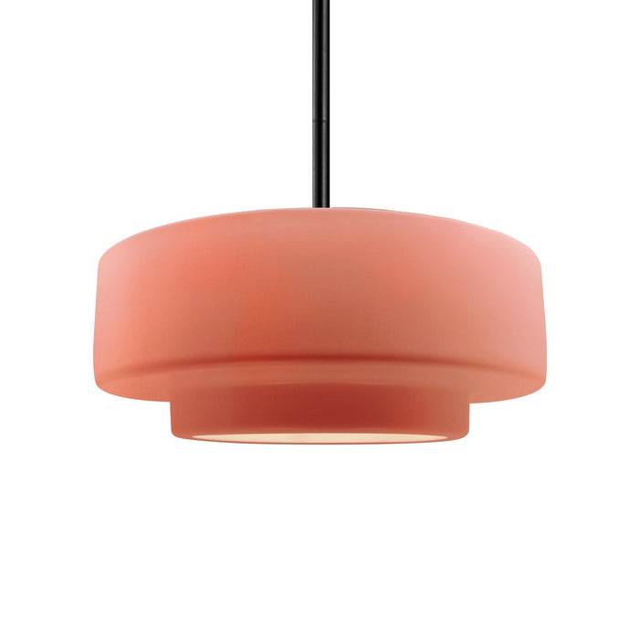 Justice Designs CER-6543-BSH-MBLK-RIGID One Light Pendant, Gloss Blush