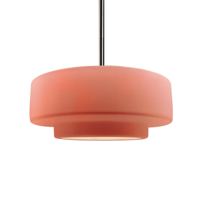 Justice Designs CER-6543-BSH-NCKL-RIGID One Light Pendant, Gloss Blush