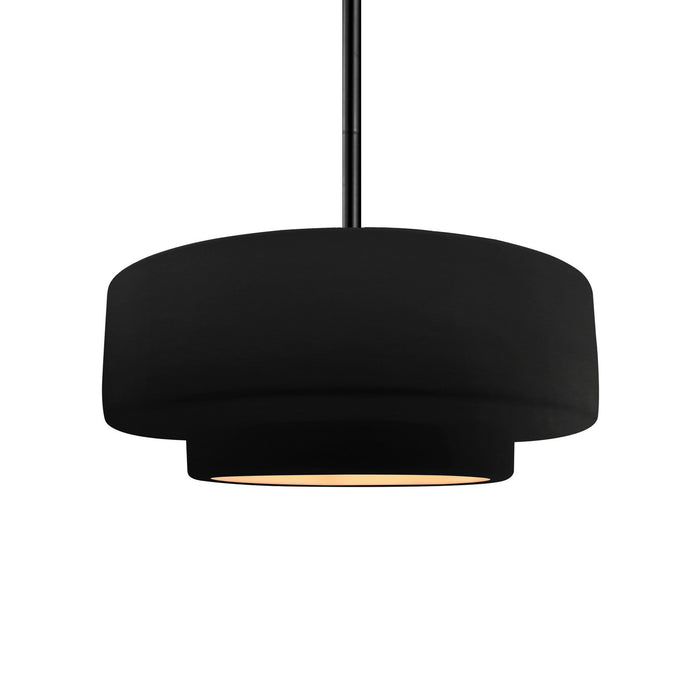 Justice Designs CER-6543-CBGD-MBLK-RIGID One Light Pendant, Carbon Matte Black w/ Champagne Gold